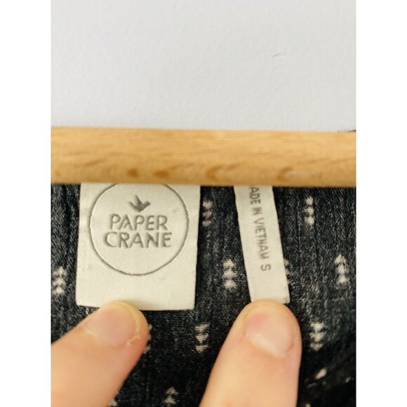 Paper Crane Women's Size Size Small Geometric Print Peplum Blouse Black White - Picture 3 of 6